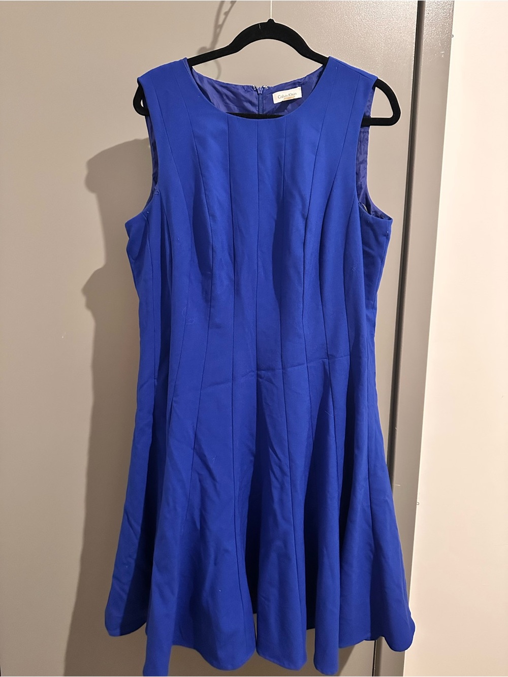Calvin Klein Cobalt Blue Sleeveless Flared Dress